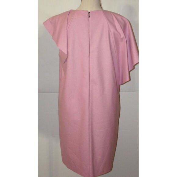 New Womens 8 NWT Designer MSGM Pink Wool Dress 44 Italy Ruffle Drape Pockets Blu - Picture 7 of 12